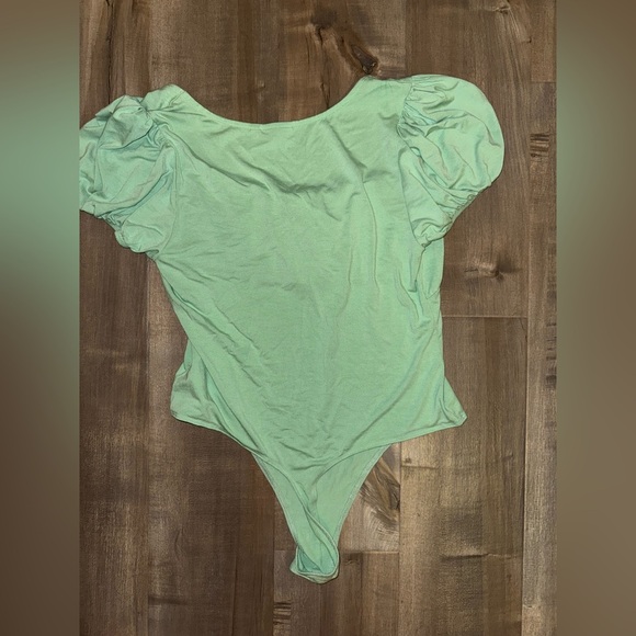 ASOS Short Sleeve Milkmaid Bodysuit in Sage Green Size 10 - Picture 8 of 8